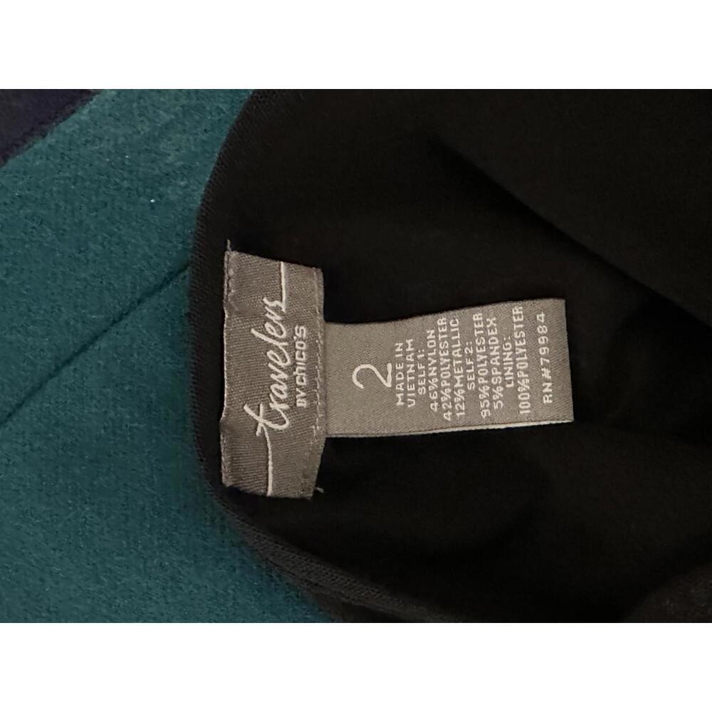 Travelers by Chico's black/silver sequin chevron open front jacket Size 2/L/12 - Picture 2 of 6